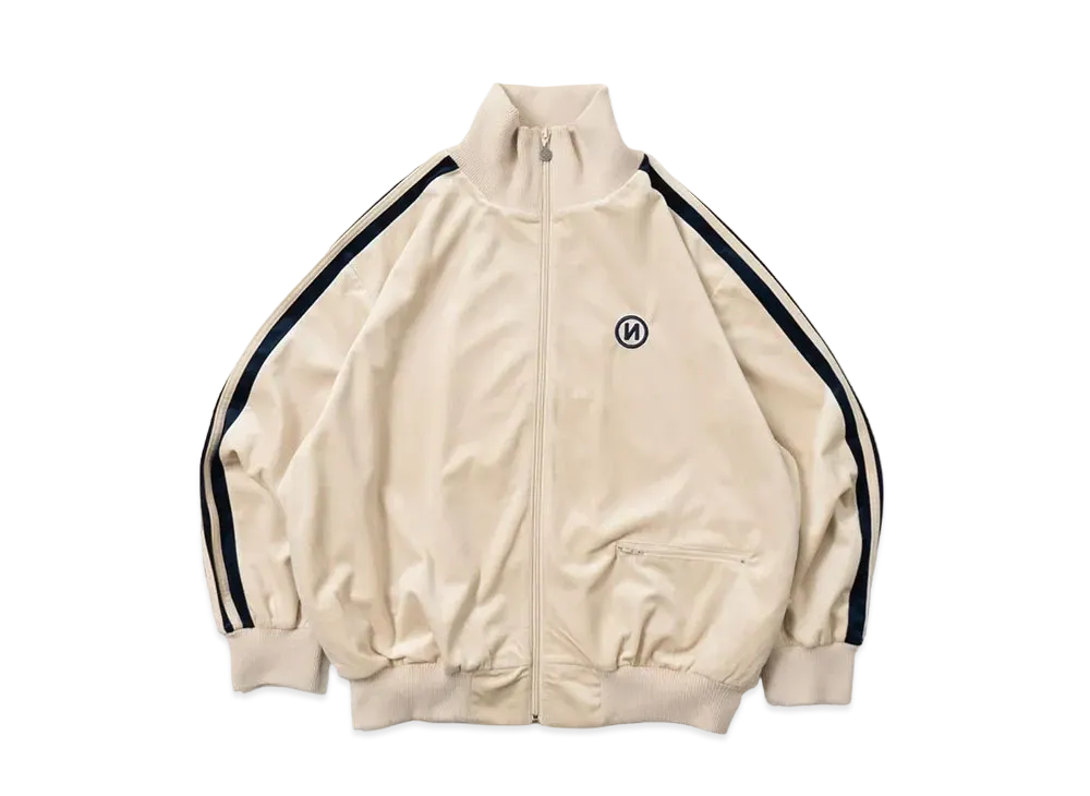 9090 "N" Logo Velor Track Jacket "Ivory"