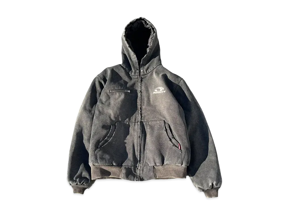 9090 Heisei Logo Vintage Like Duck Hoodie "Charcoal Black"