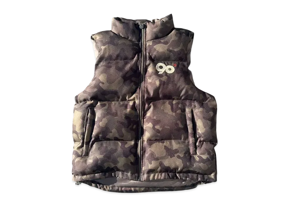 9090 90 Logo Assort Puffer Vest "Green Camo"