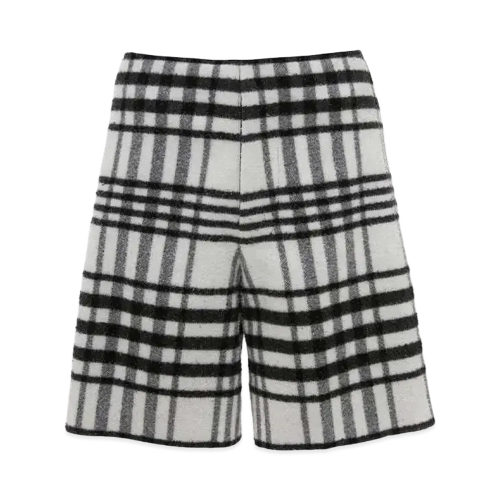 JW ANDERSON Tartan Check Wide Leg Shorts "White/Black"