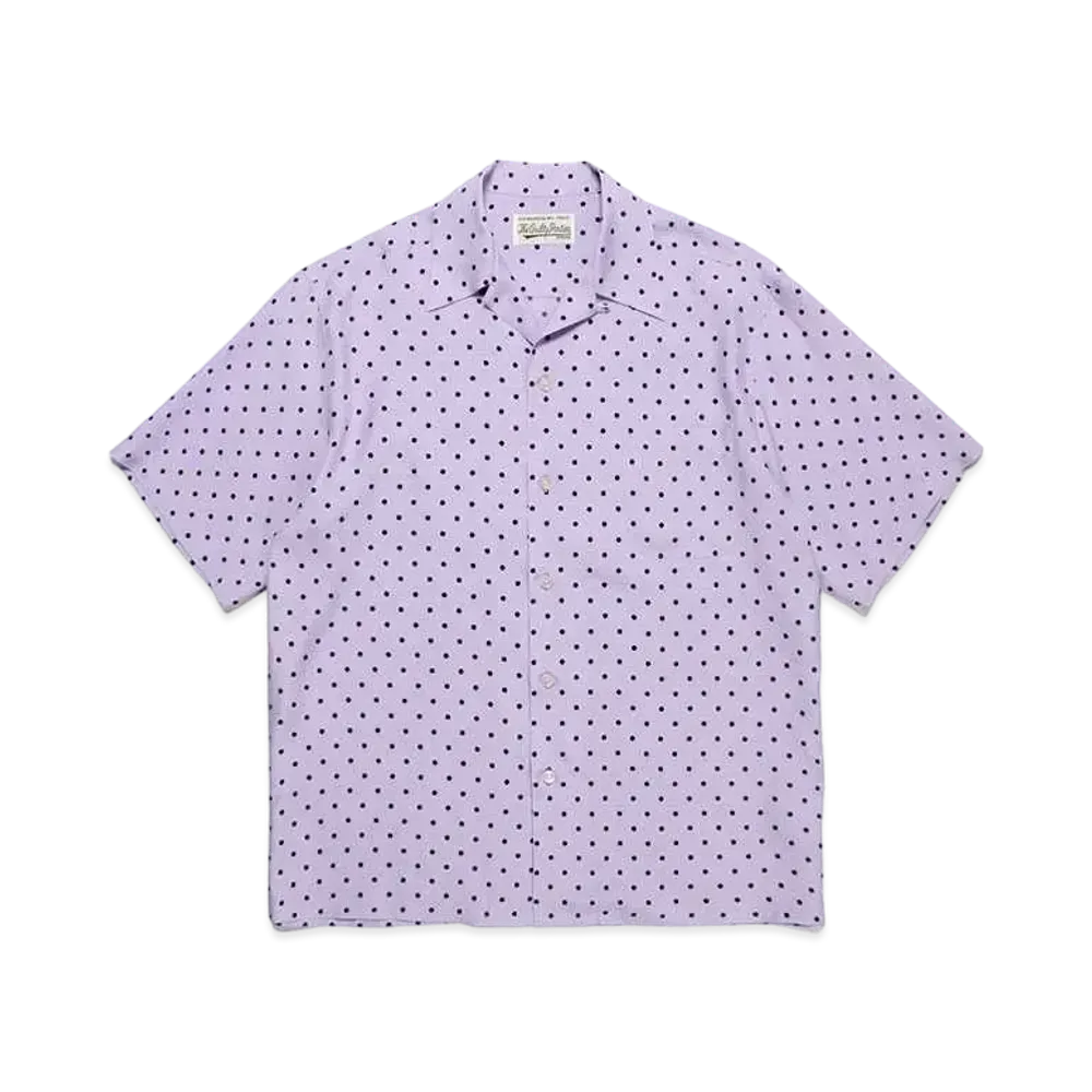 WACKO MARIA Small Dots Open Collar Shirt "Purple"