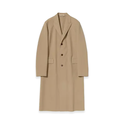 AURALEE Women's Structured Wool Gabardine Hand Sewn Coat "Brown Beige"