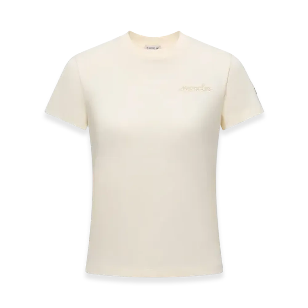 MONCLER Beaded Logo Cotton T-Shirt "White"
