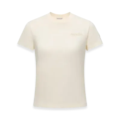 MONCLER Beaded Logo Cotton T-Shirt "White"