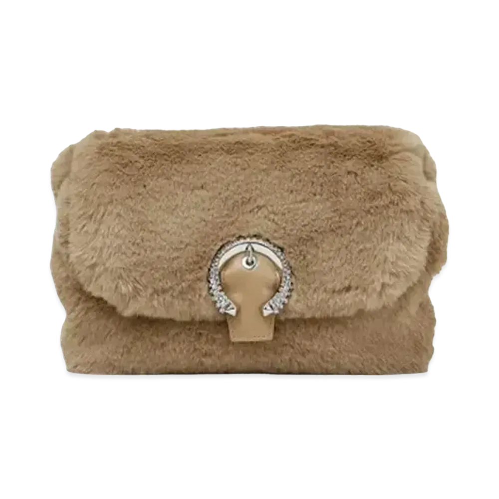 Jimmy Choo Soft Madeline Faux Fur Mini Bag With Crystal Buckle "Teddy"