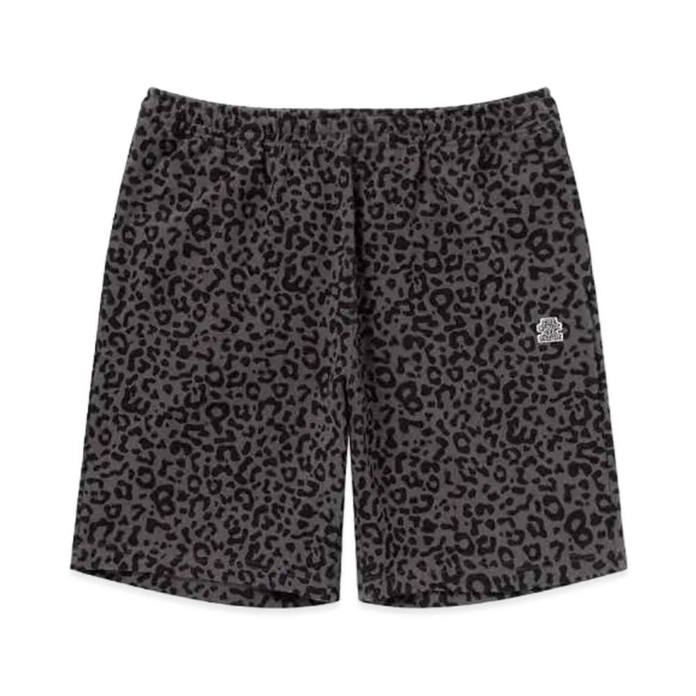 Black Eye Patch Leopard Patterned Sweat Shorts "Charcoal"