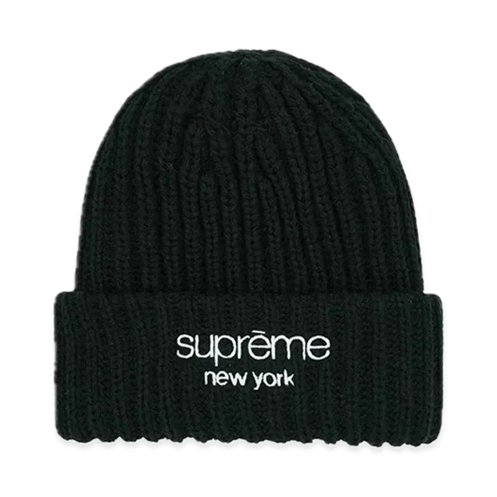 Supreme Classic Logo Chunky Ribbed Beanie "Black" (23FW)