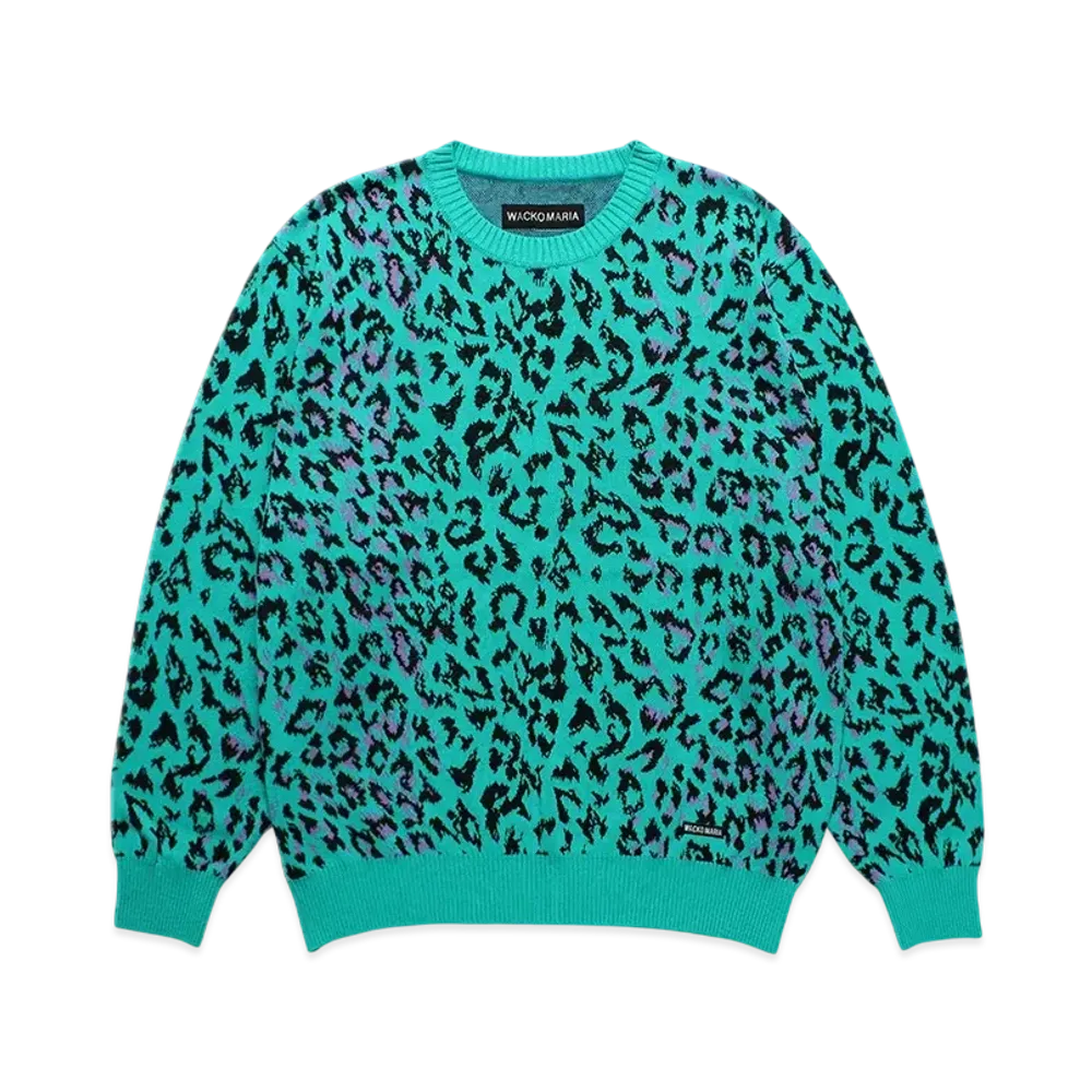 WACKO MARIA Leopard Jacquard Knit Sweater "Blue"