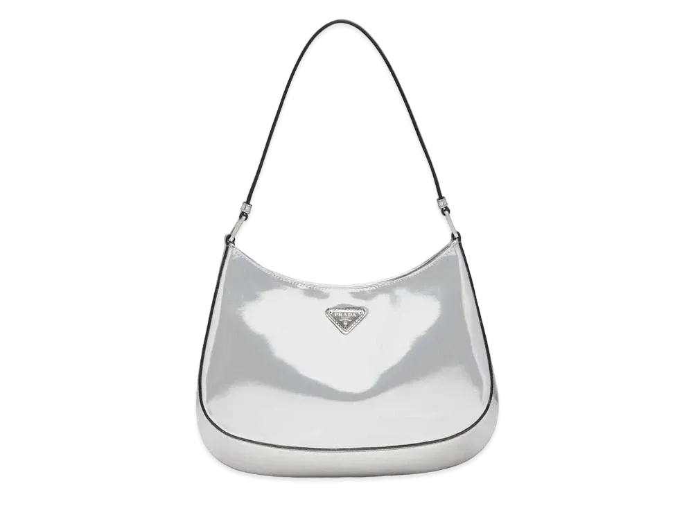 PRADA Cleo Brushed Leather Shoulder Bag "Silver"