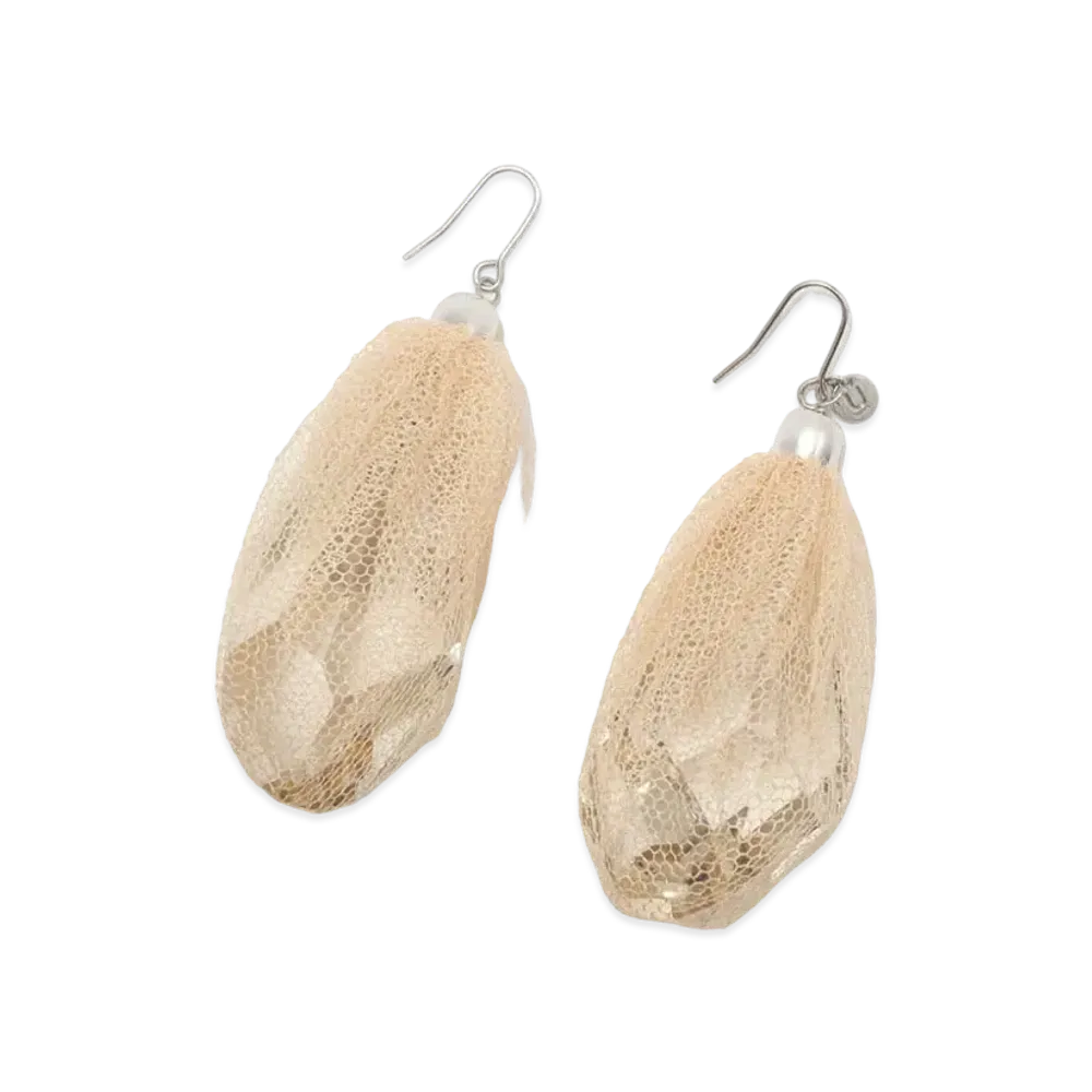 UNDERCOVER Silk Tulle Swarovski Pierce "Beige"