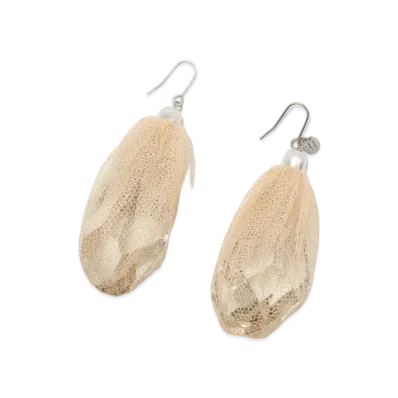 UNDERCOVER Silk Tulle Swarovski Pierce "Beige"
