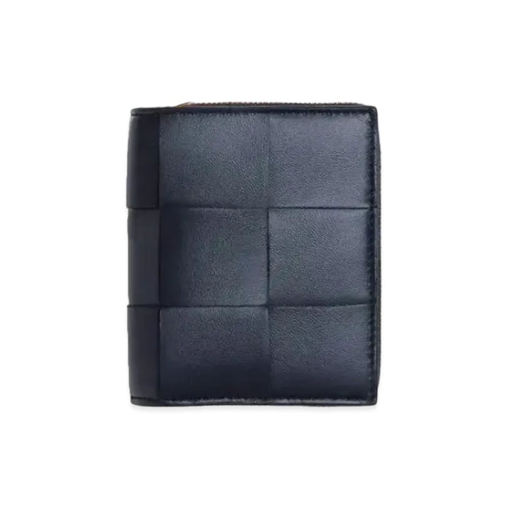 Bottega Veneta Casette Maxi Intrecciato Lambskin Calfskin Small Bi-fold Zippered Wallet "Space"