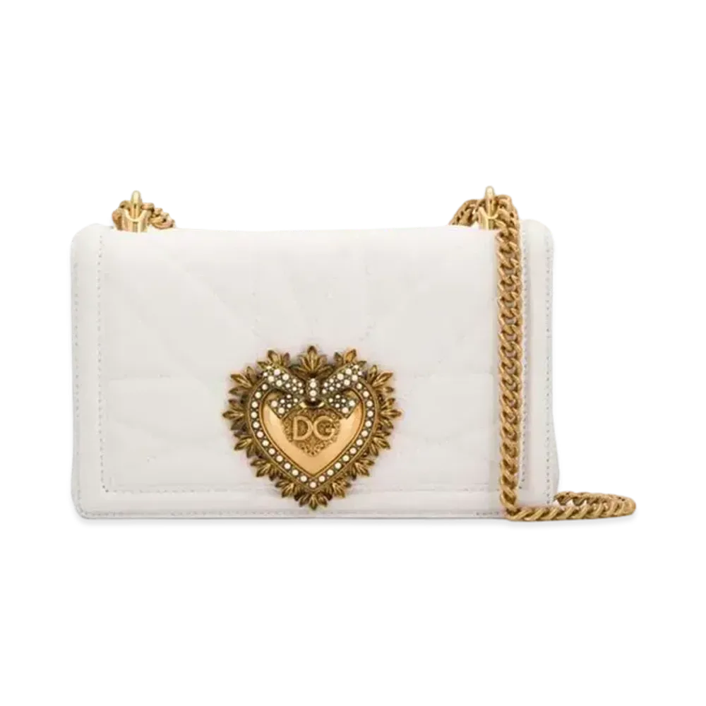 Dolce&Gabbana Devotion Crossbody Bag Medium Matrasse Nappa "White"