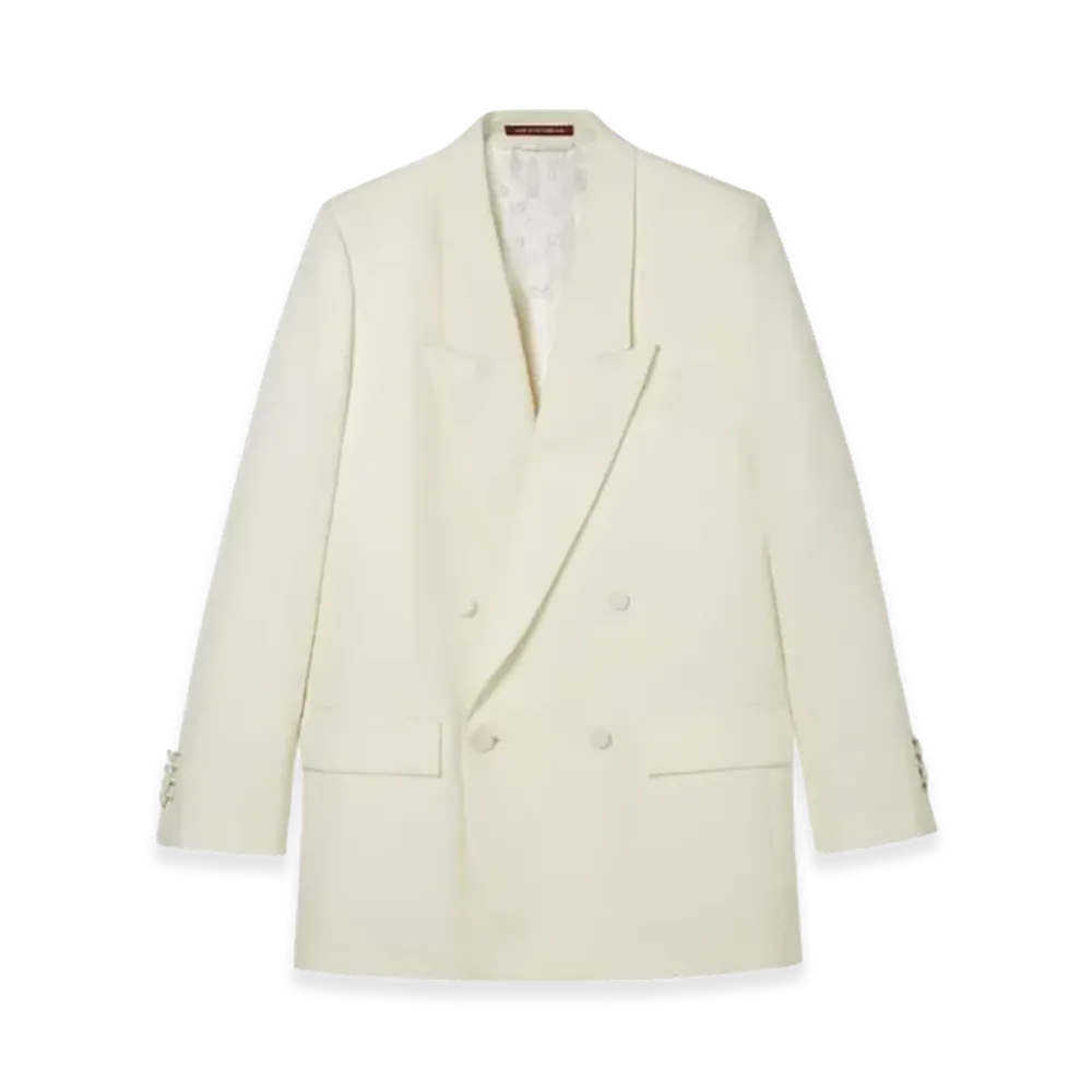 GUCCI Double-Breasted Technical Panama Blazer "White"
