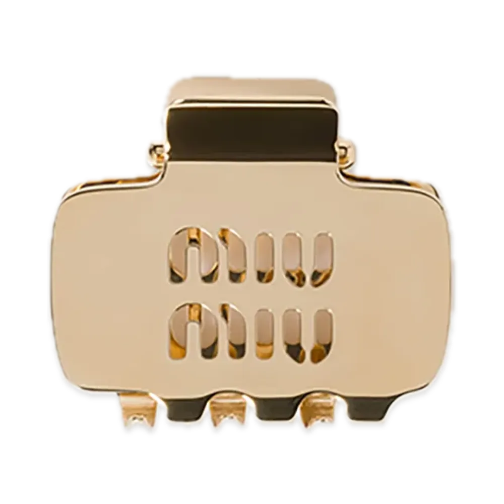 MIU MIU Small Claw Clip with Logo "Gold"