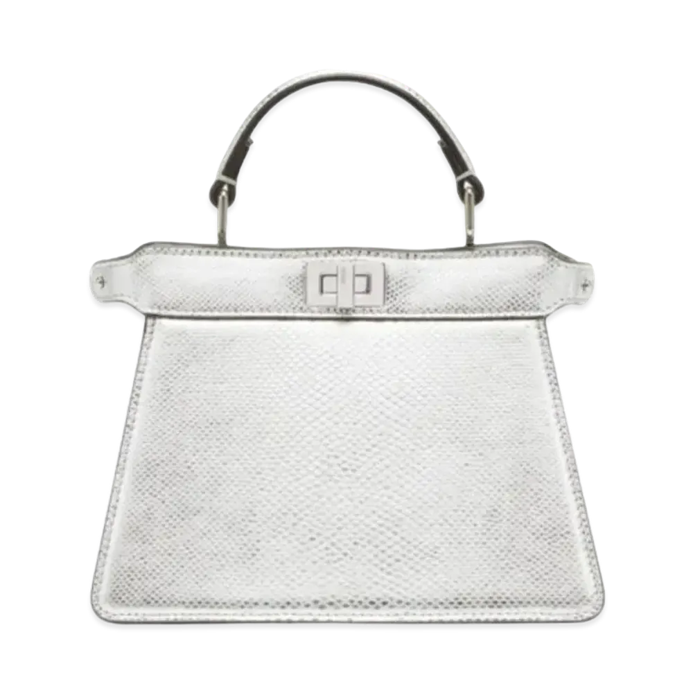 FENDI Peekaboo ISeeU Petit Calung Leather Bag "Silver"