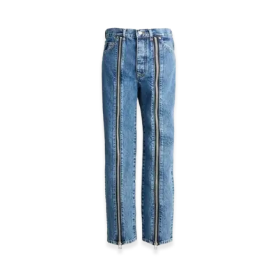 JOHN LAWRENCE SULLIVAN Washed Denim Zipped Pants "Indigo Blue"
