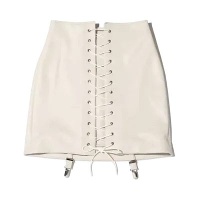 atmos pink Lace-Up Faux Leather Skirt With Garter "White"