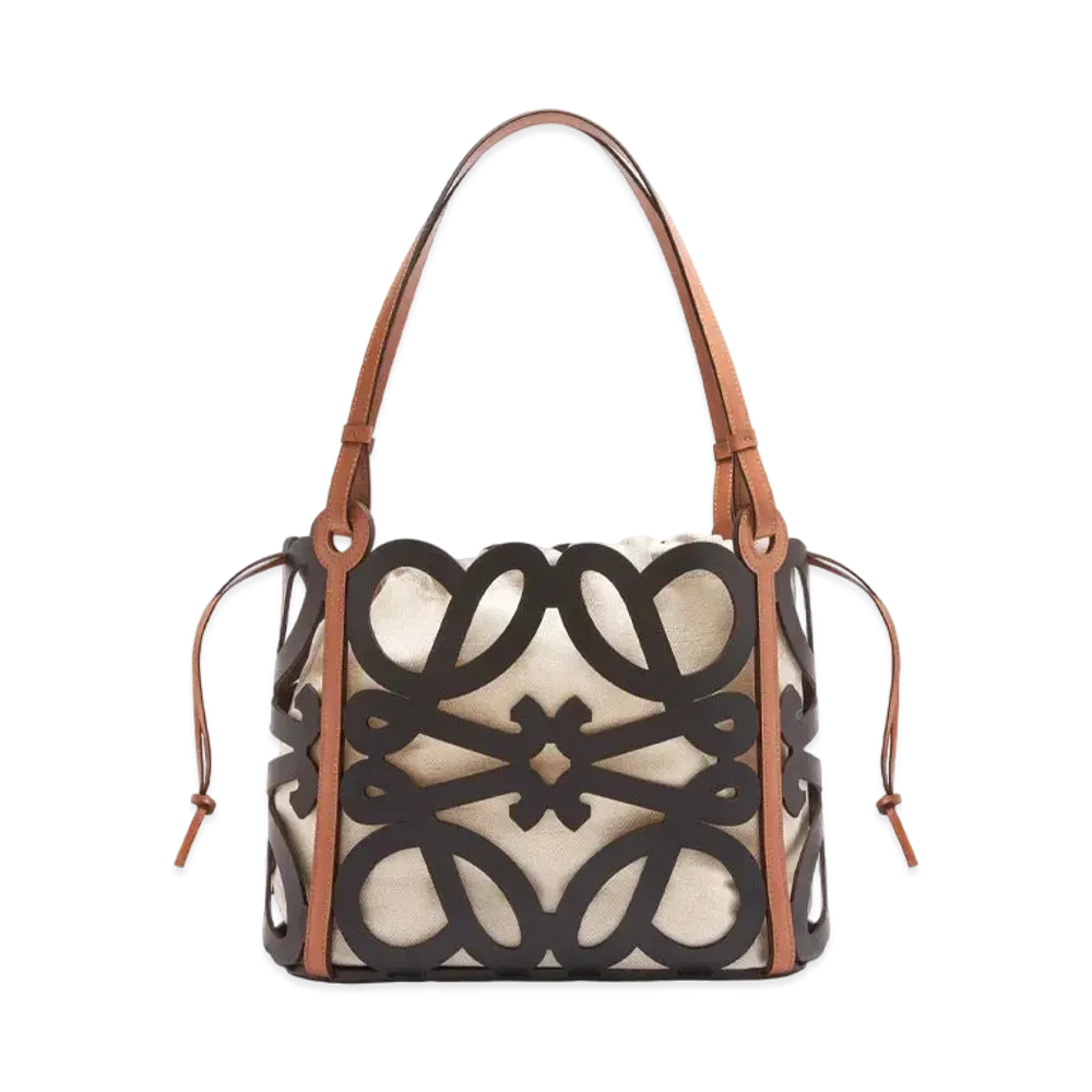 LOEWE Small Anagram Cut-Out Tote In Calfskin "Black"
