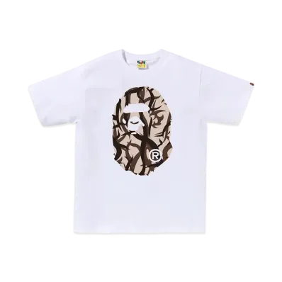 A BATHING APE Trial Camo Big Ape Head Tee "White/Beige"