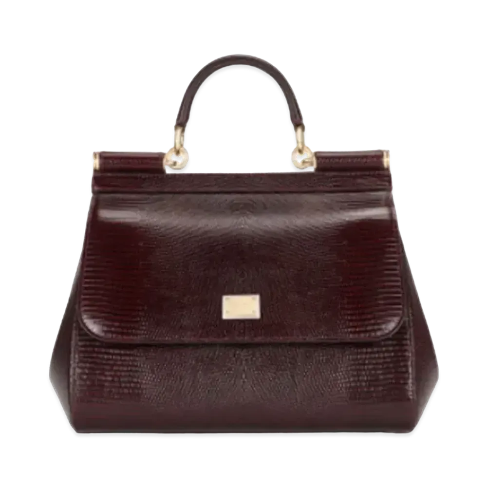 Dolce&Gabbana Sicily Bag Medium Iguana Print Calfskin "Red"