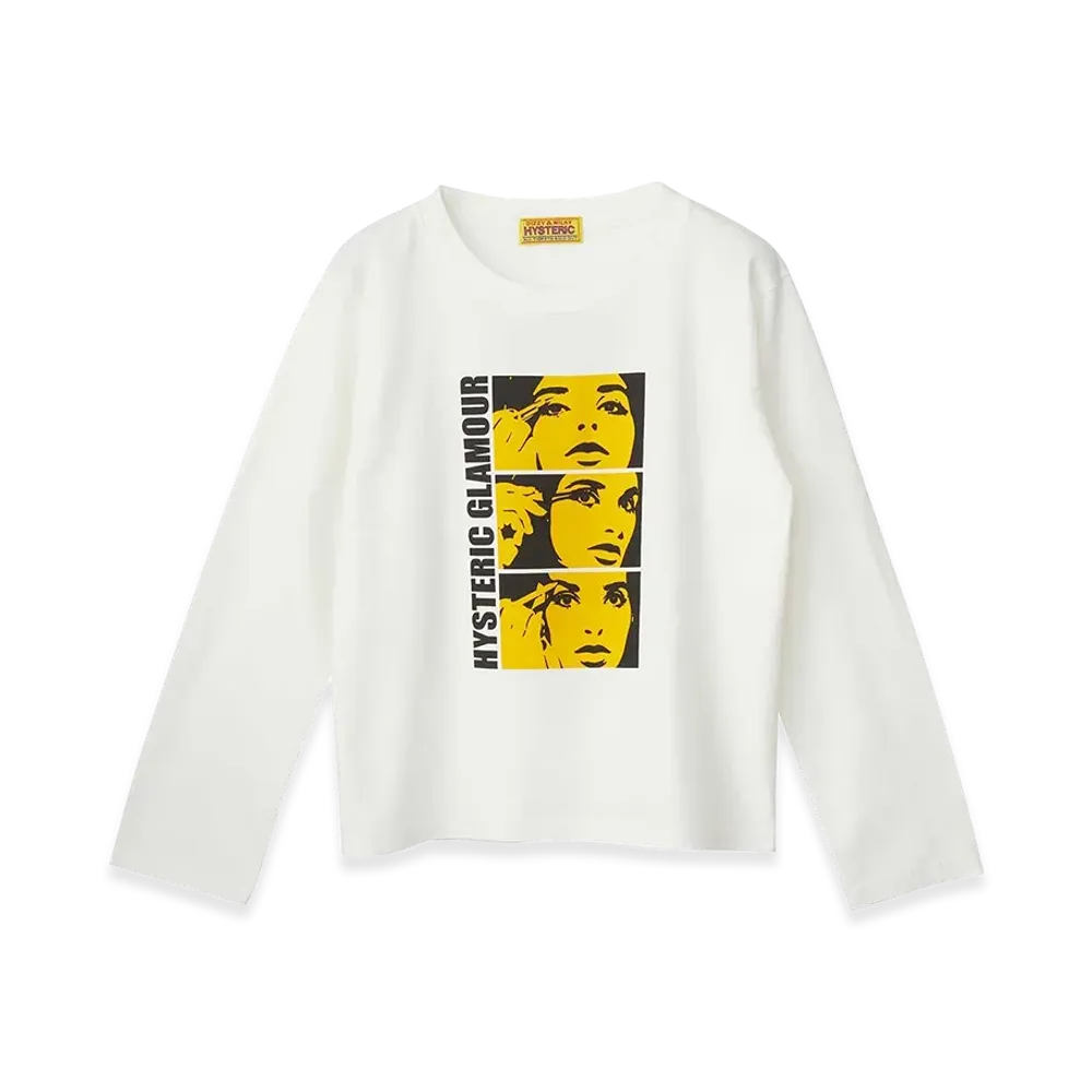 HYSTERIC GLAMOUR Women's WAKE UP MAKE UP T-Shirt "White"