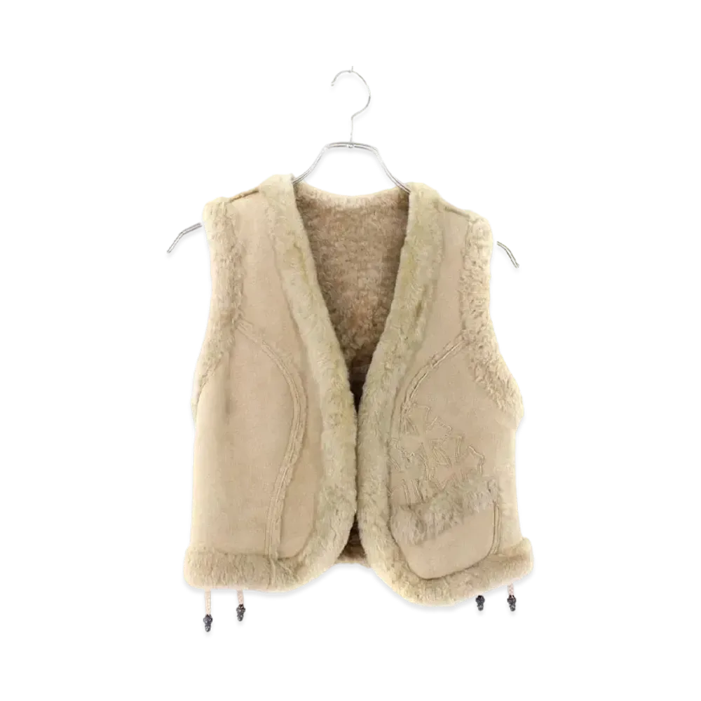 Chrome Hearts Cross Patch Mouton Down Vest "Beige"