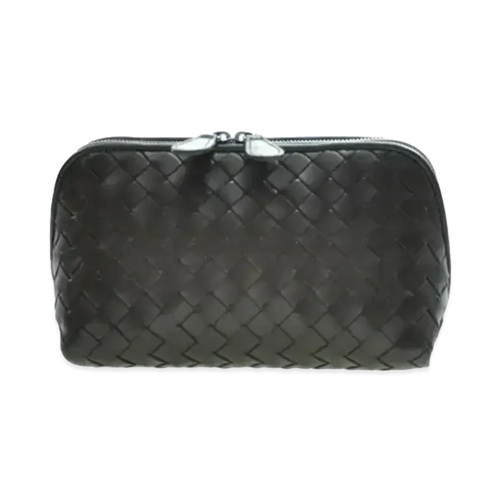 Bottega Veneta Intrecciato Lambskin Cosmetic Pouch "Ebano"