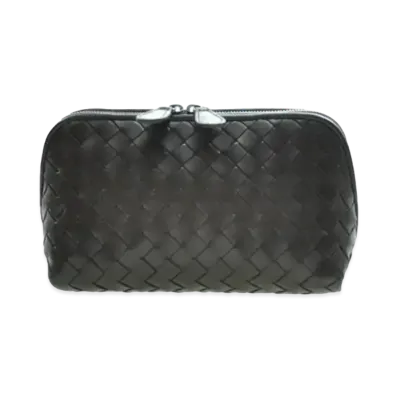 Bottega Veneta Intrecciato Lambskin Cosmetic Pouch "Ebano"