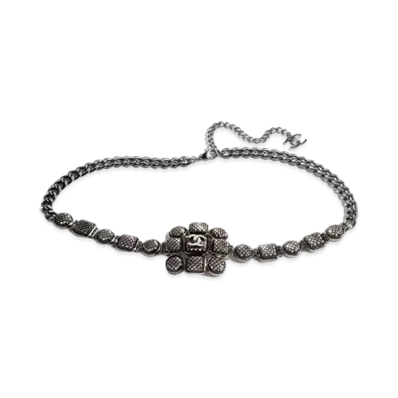 CHANEL Chain Belt Metal & Glass Ruthenium "Silver/Black"