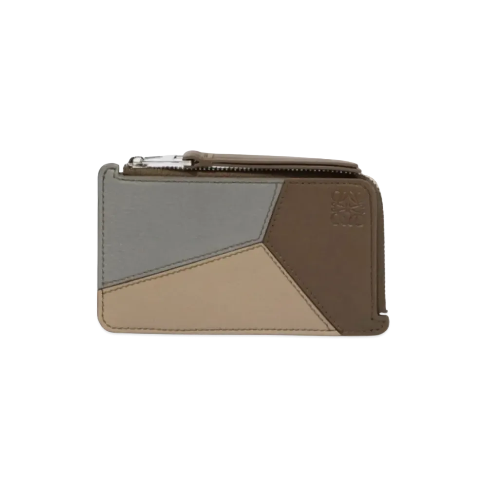 LOEWE Puzzle Coin Card Holder Classic Calf "Asphalt Gray/Winter Brown"