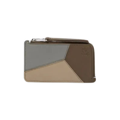 LOEWE Puzzle Coin Card Holder Classic Calf "Asphalt Gray/Winter Brown"