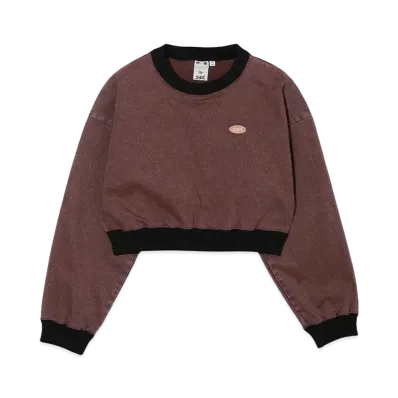 X-Girl Woven Cropped Crewneck Top "Burgundy"