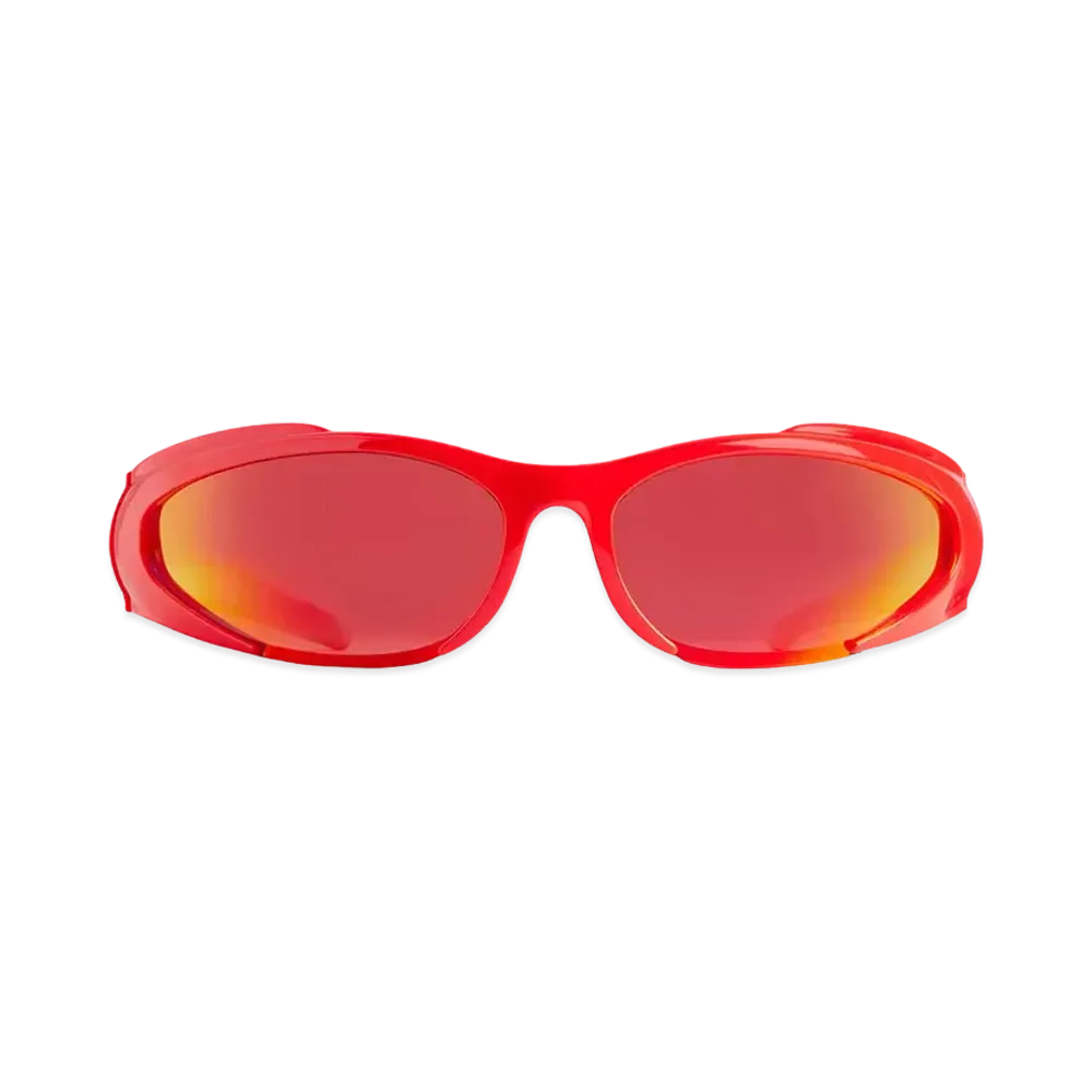 BALENCIAGA Men's Reverse Xpander Rectangle Sunglasses Bio-Based Injected Nylon Mirror Lenses "Red"