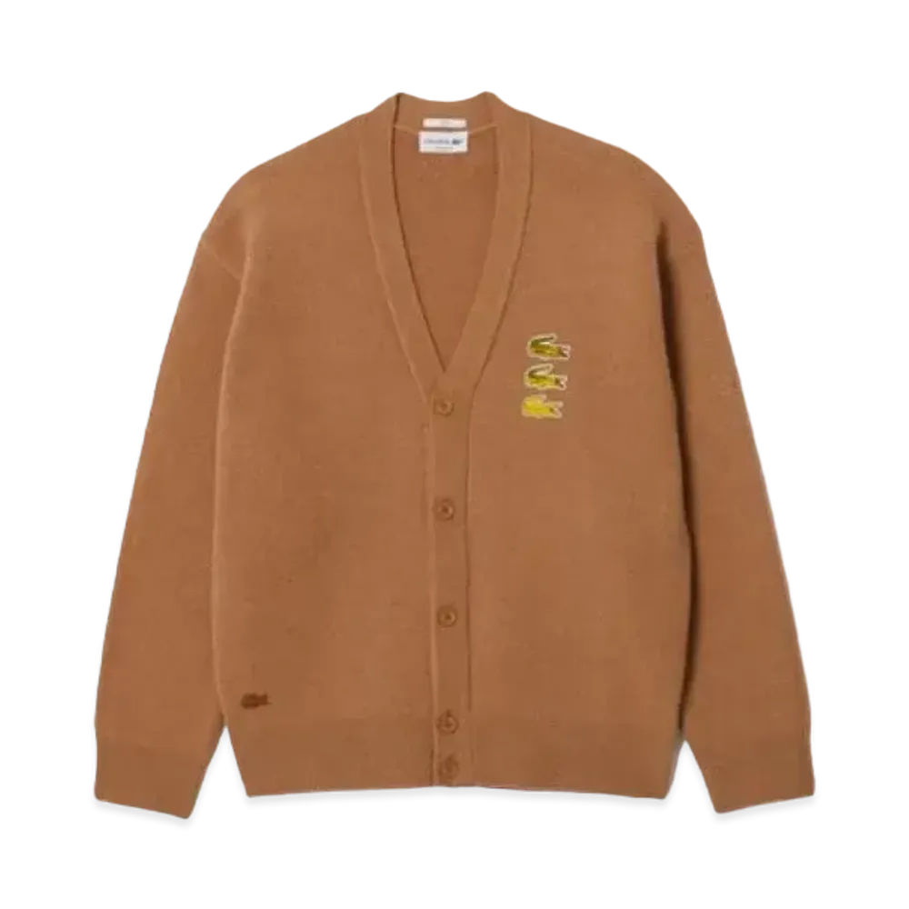 LACOSTE Timeline Clock V-Neck Cardigan "Beige"