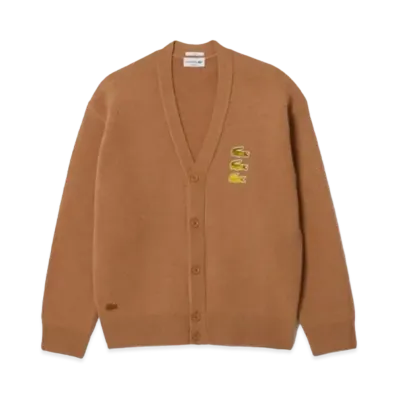 LACOSTE Timeline Clock V-Neck Cardigan "Beige"