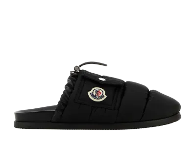Moncler Women's Black Fabric Mon Pocket Slippers "Black"