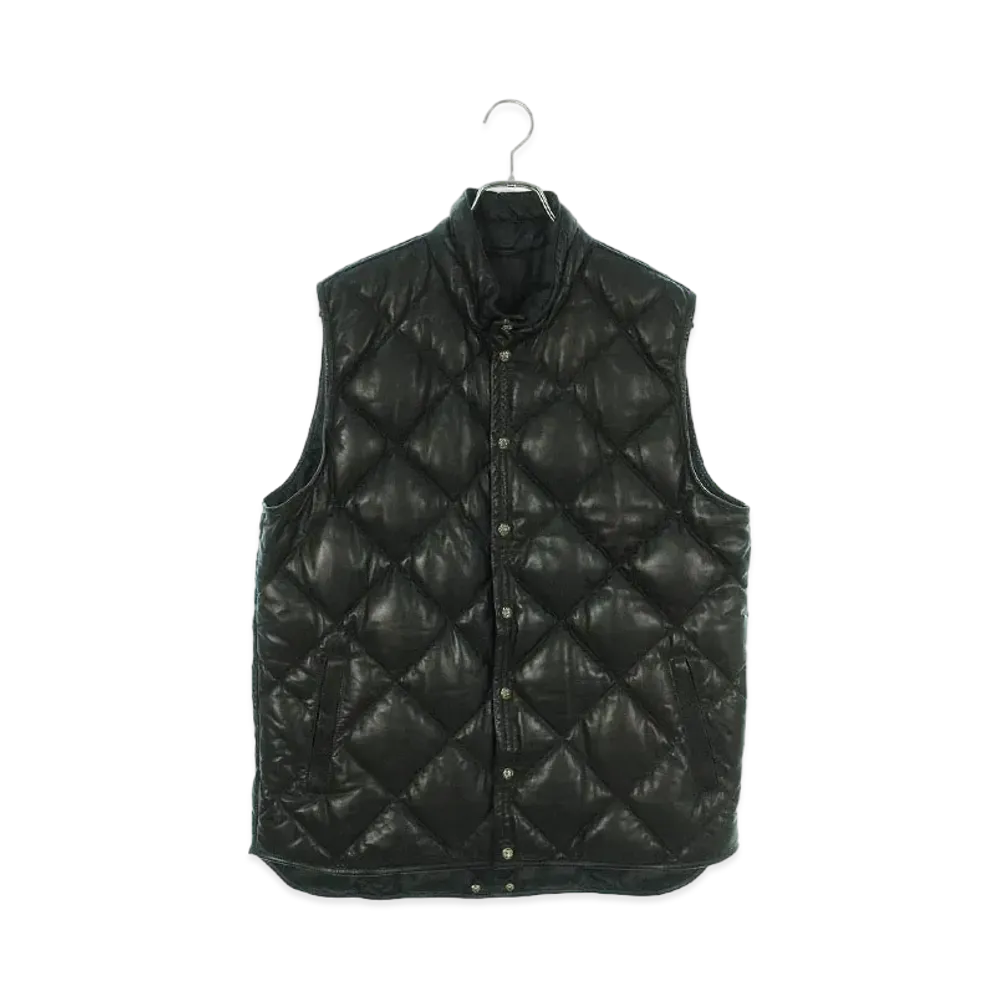 Chrome Hearts Teenage Kicks Quilting Leather Down Vest "Black"
