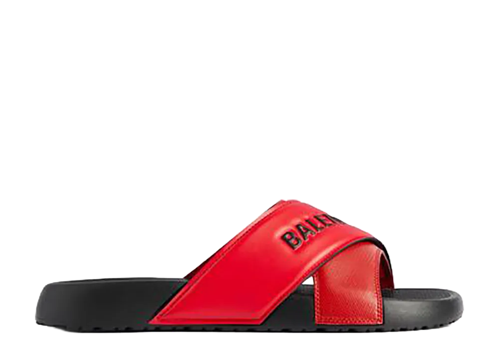 BALENCIAGA Sporty Pool Slide Sandal "Black/Red"