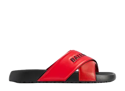 BALENCIAGA Sporty Pool Slide Sandal "Black/Red"