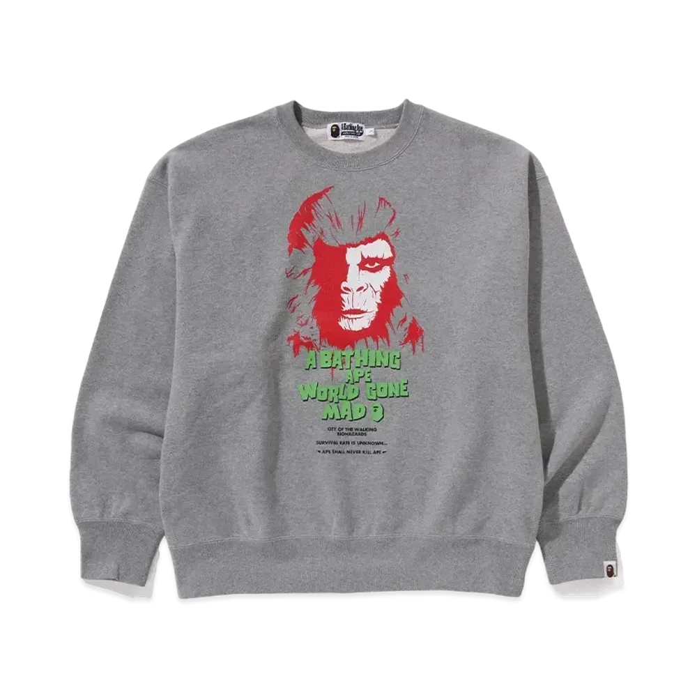 A BATHING APE Horror Relaxed Fit Crewneck Sweatshirt "Gray"