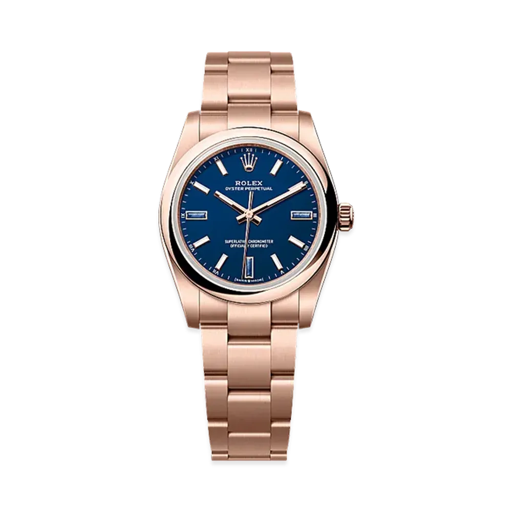 ROLEX Oyster Perpetual 34 Everose Gold "Blue Stone"