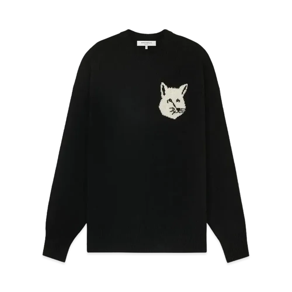 Maison Kitsune Fox Head Intarsia Comfort Sweater "Black"