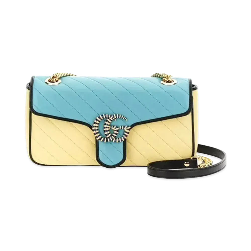 GUCCI Online Exclusive GG Marmont Small Bag "Butter/Pastel Blue"