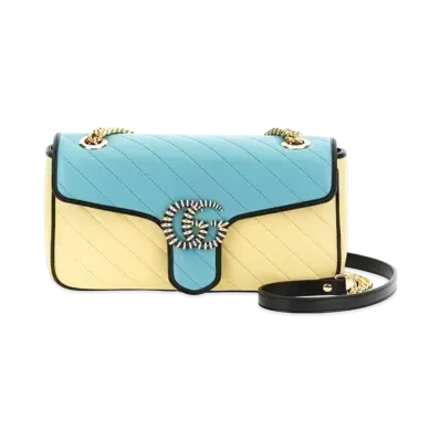 GUCCI Online Exclusive GG Marmont Small Bag "Butter/Pastel Blue"