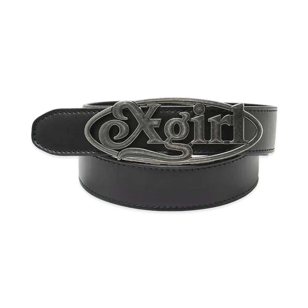 X-Girl Women's Oval Logo Clasp Faux Leather Belt "Black"