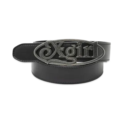X-Girl Women's Oval Logo Clasp Faux Leather Belt "Black"