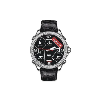 Supreme x Jacob & Co Time Zone 47mm Watches "Black"