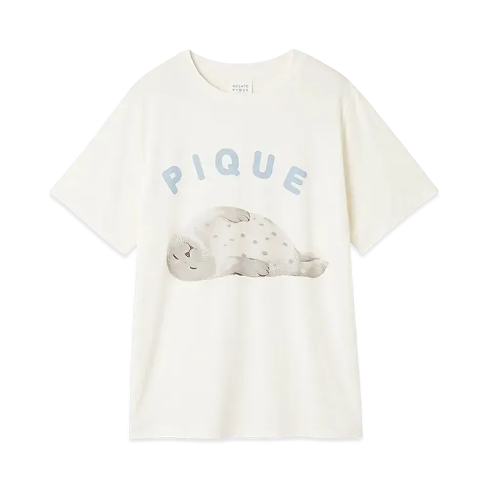 GELATO PIQUE Cool Sensation To The Touch Seal One-Point T-Shirt "Off White"