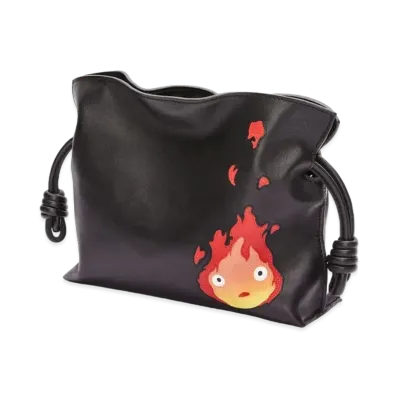 LOEWE x Howl's Moving Castle Calcifer Mini Flamenco Cutch In Nappa Calfskin "Black"